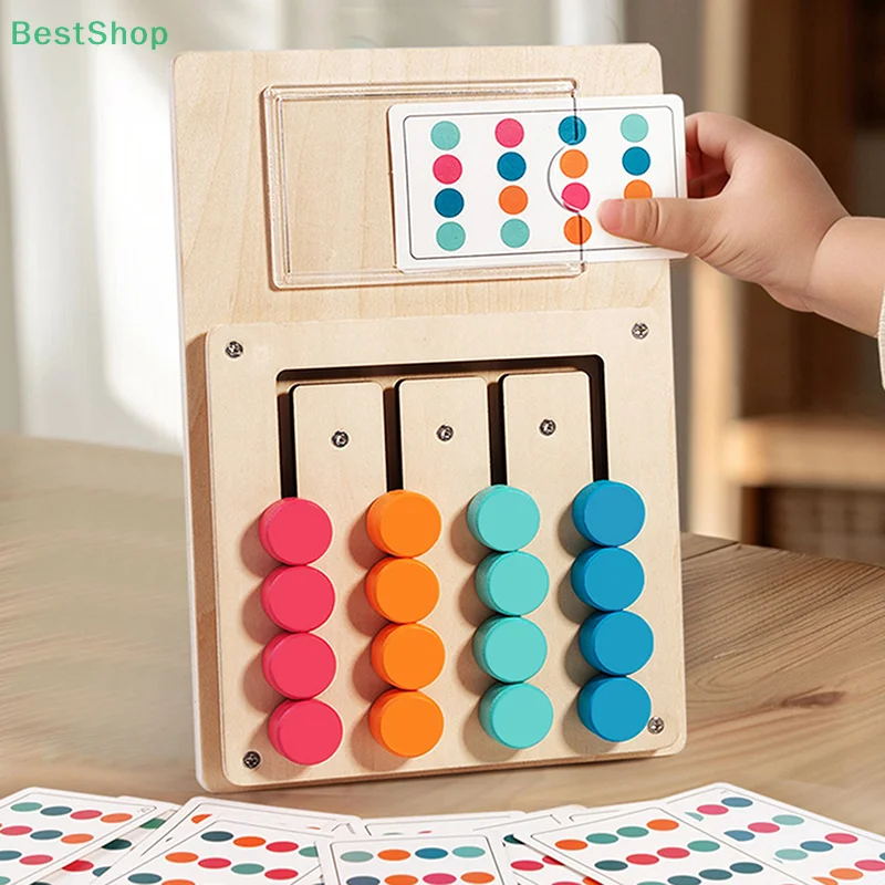 ★★★Wooden Early Education Board Game Four-color Positioning Puzzle Logical Thinking,Learning Game Board For Kids