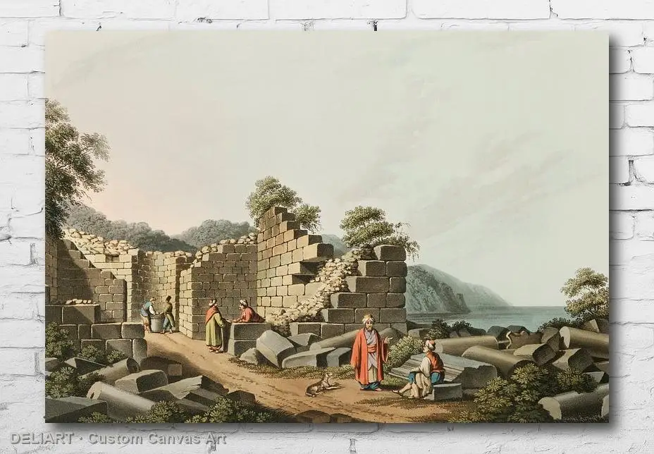

Ottoman Vintage Travel Canvas Poster - Ruins of an ancient Temple in Samos Custom Size Wall Art Home Room Decor