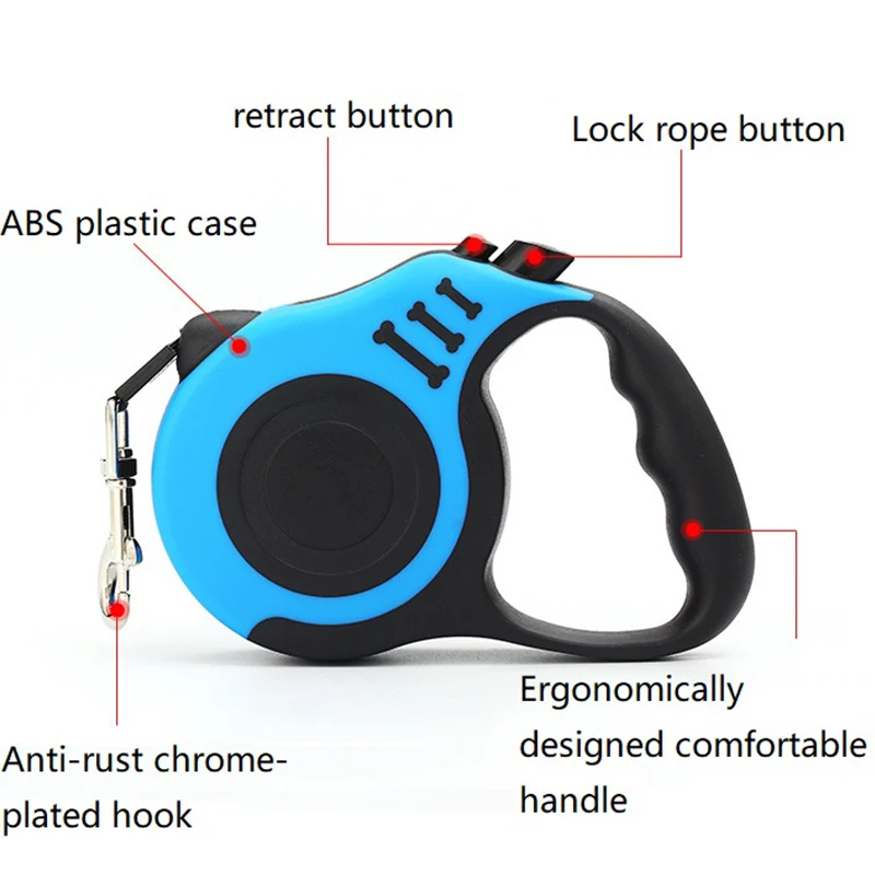 Retractable Hands Free Dog Leash Double Strap For Large Dogs_voghion.com