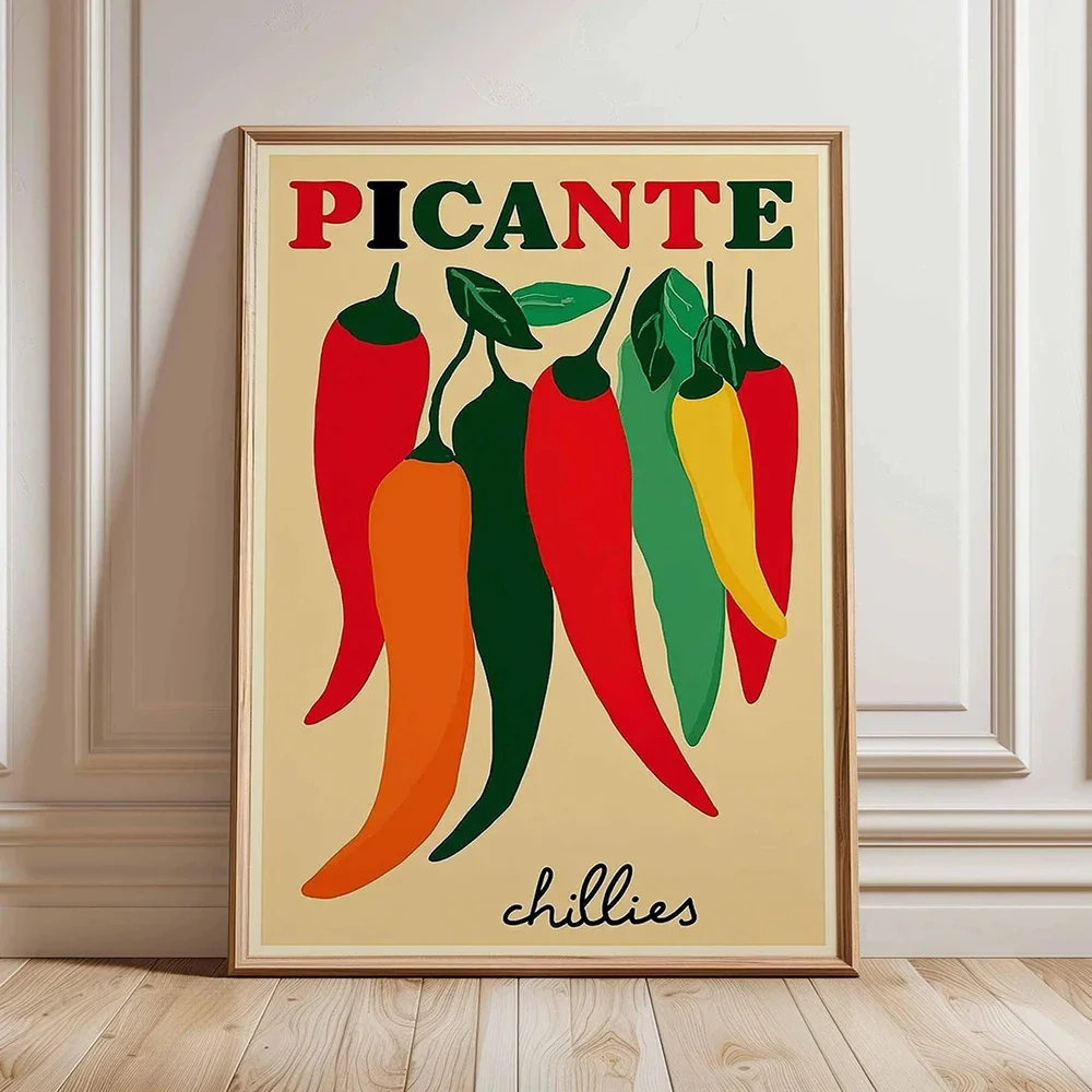 Retro Fun Ducks and Wine Vino Chili Kitchen Food Poster Canvas Print Painting, Dining Room Wall Decor Home Mural Cuadros