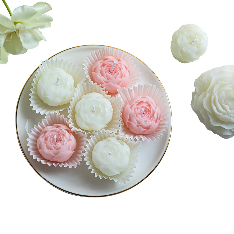 6 pz/scatola Fatti A Mano Fiore di Peonia Aromaterapia Set di Candele Cera di Soia Aromaterapia Decorazione Della Casa Festa della Mamma Regali di San Valentino