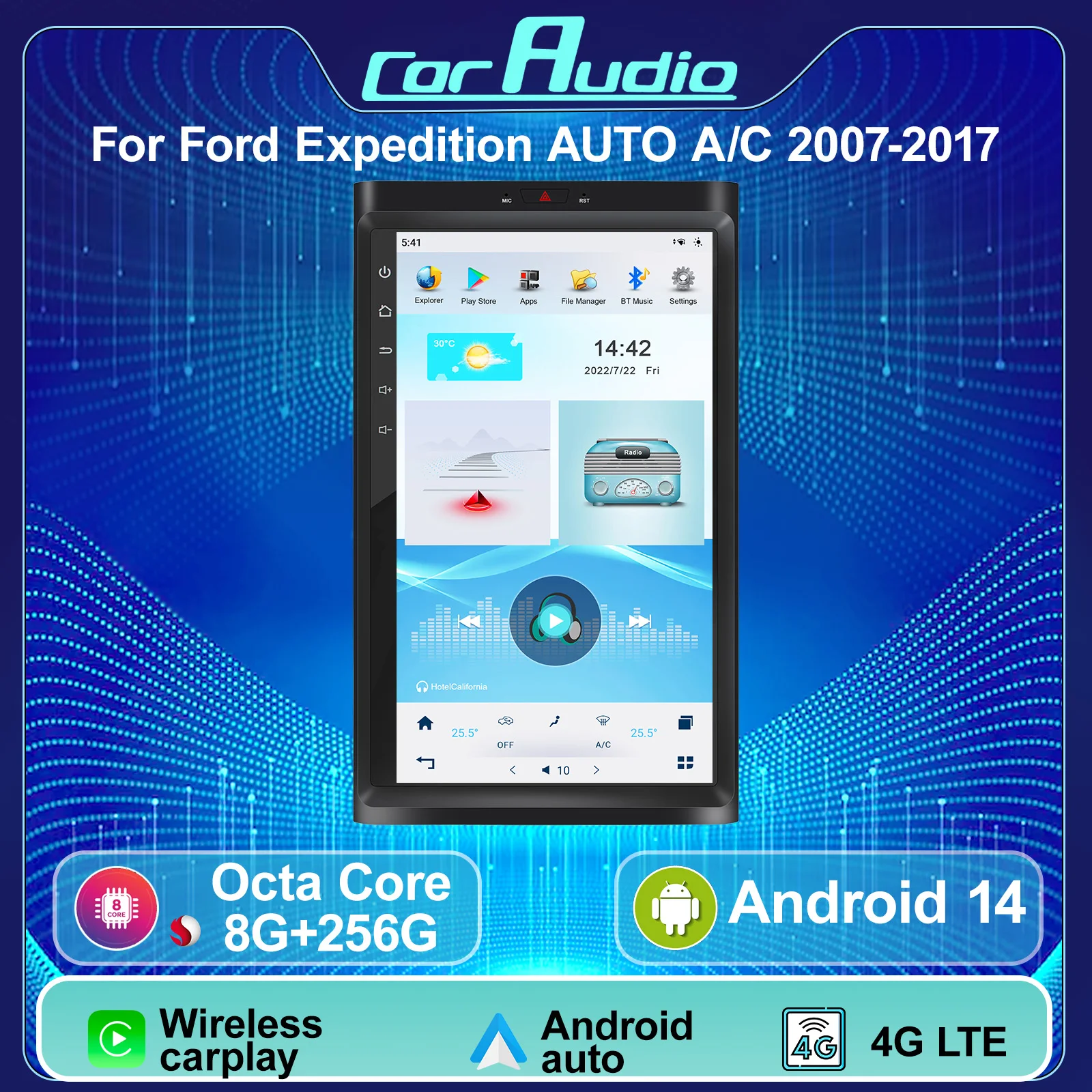 

17 inch For Ford Expedition AUTO A/C 2014 -Automotive Intelligent Car System Android 13 Screen Display Carplay Stereo Radio
