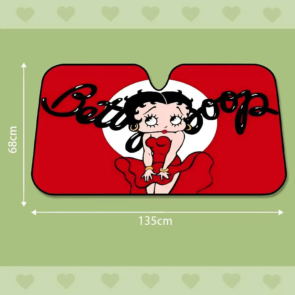 B-Bettys Boops Anime Backdrop Car Sun Shade Front Windshield Coverings Blocker Auto Protector Window Visor Screen Cover view 5