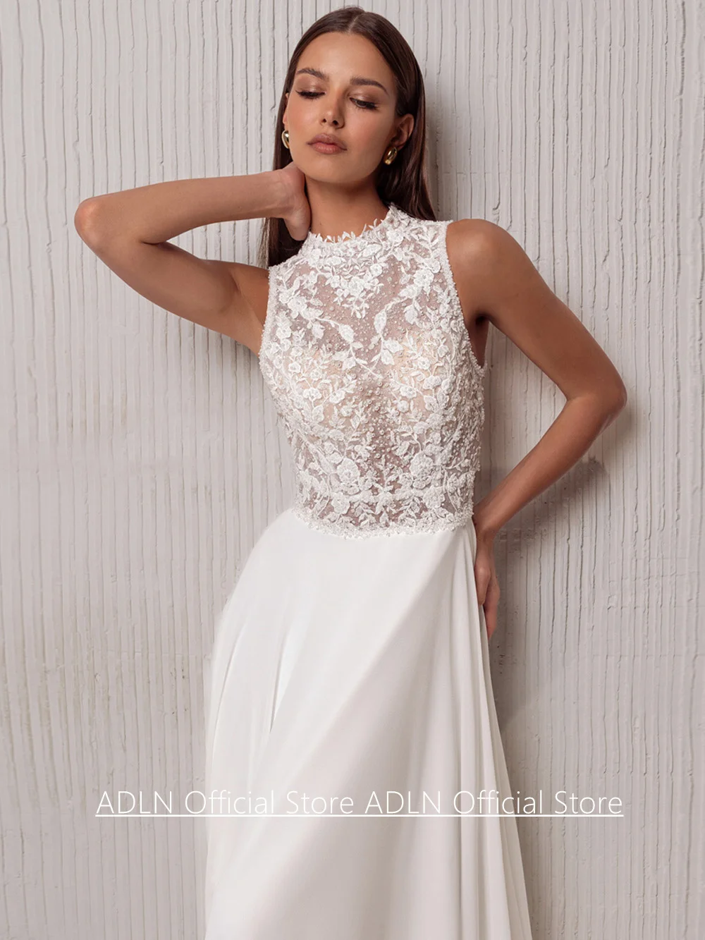 Robe De mariée personnalisée, col haut, sans manches, avec des appliques De perles, avec traîne De balayage, Robe De plage, 2026
