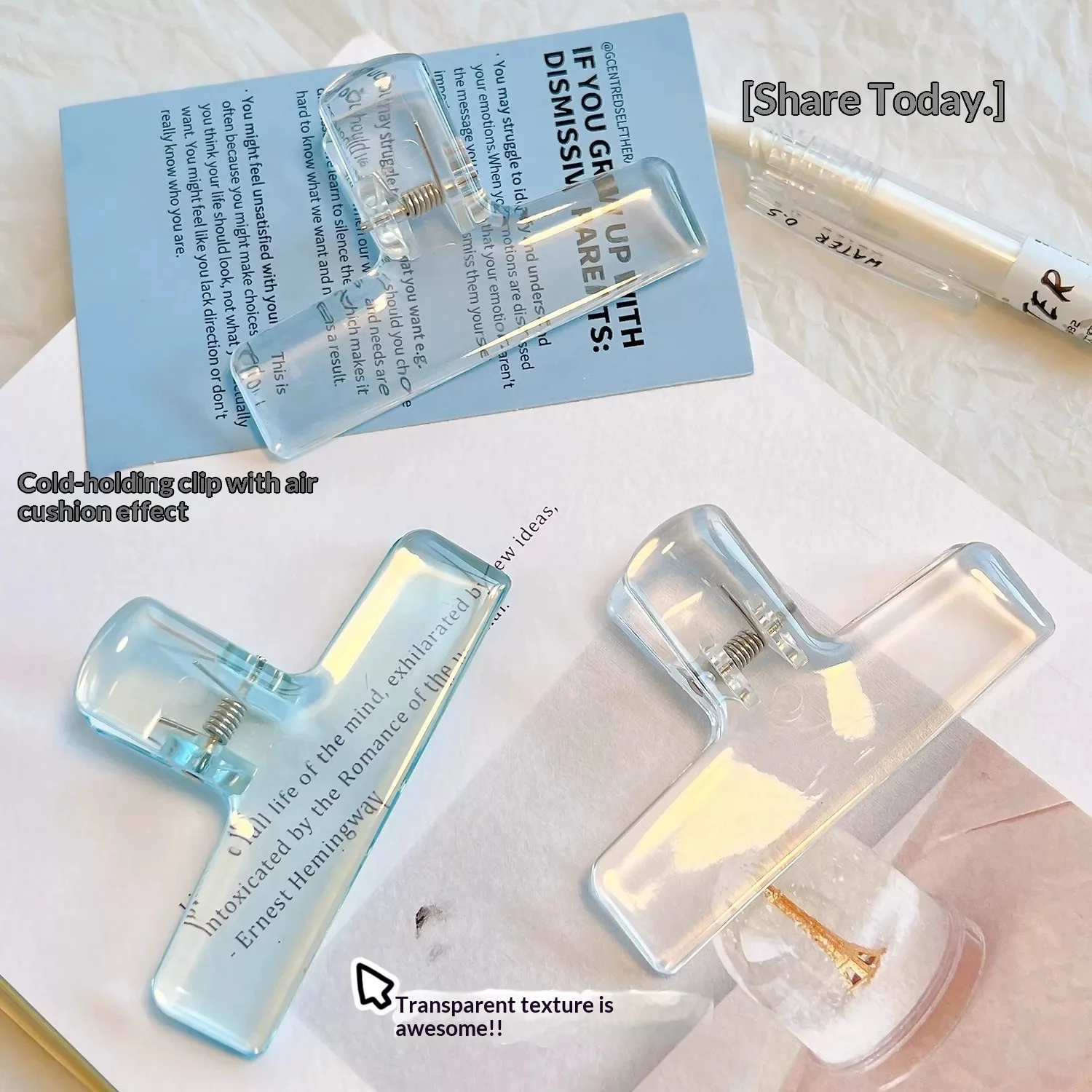 1/3PCS Creative Transparent Jelly Binder Clips Plastic Paper File Clamp for Document Organizer School Office Stationery Supplies