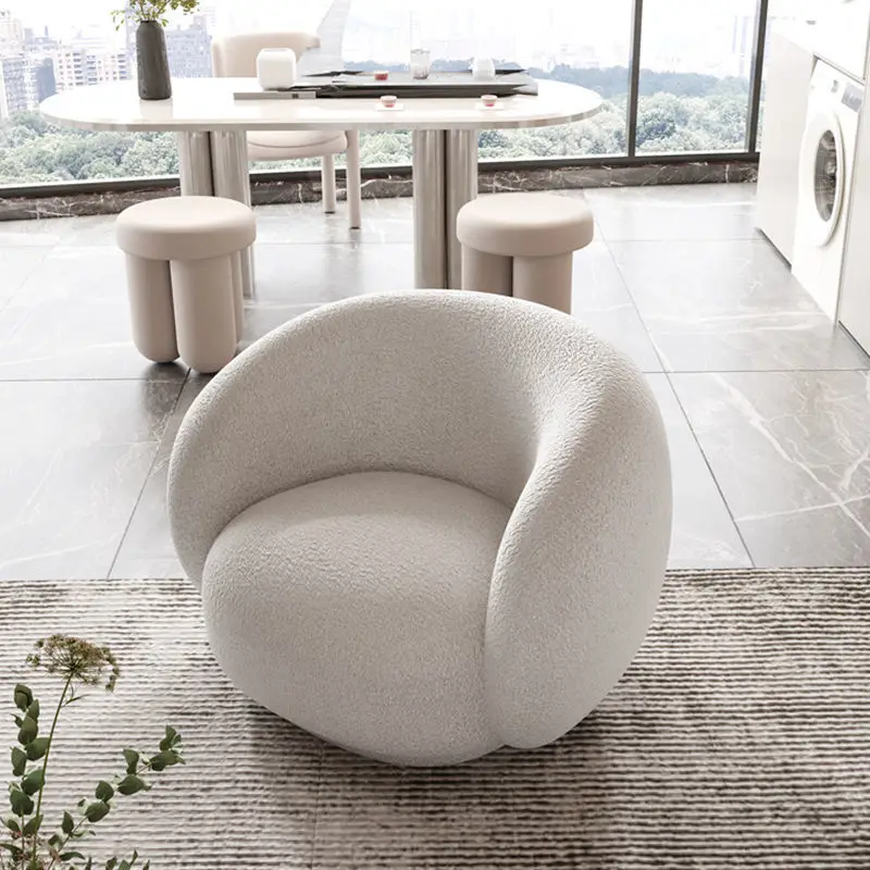 Aesthetic Sofa Chair Designer Light Luxury Living Room Balcony Leisure Chair Armchairs Lamb Fauteuil Salon Bedroom Furniture FYH