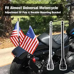 for Harley Motorcycle Rear Shelf Flagpole Mount Motorcycle Luggage Rack Flag Shelf With Base Adjustable Black Decoration