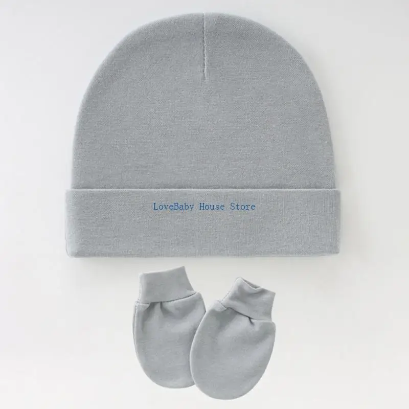 BX0D 3 Set Neonati Berretti Elastici per Cofano e Guanti per Bambini Antigraffio Bordi Elastici Delicati Comfort Mantieni