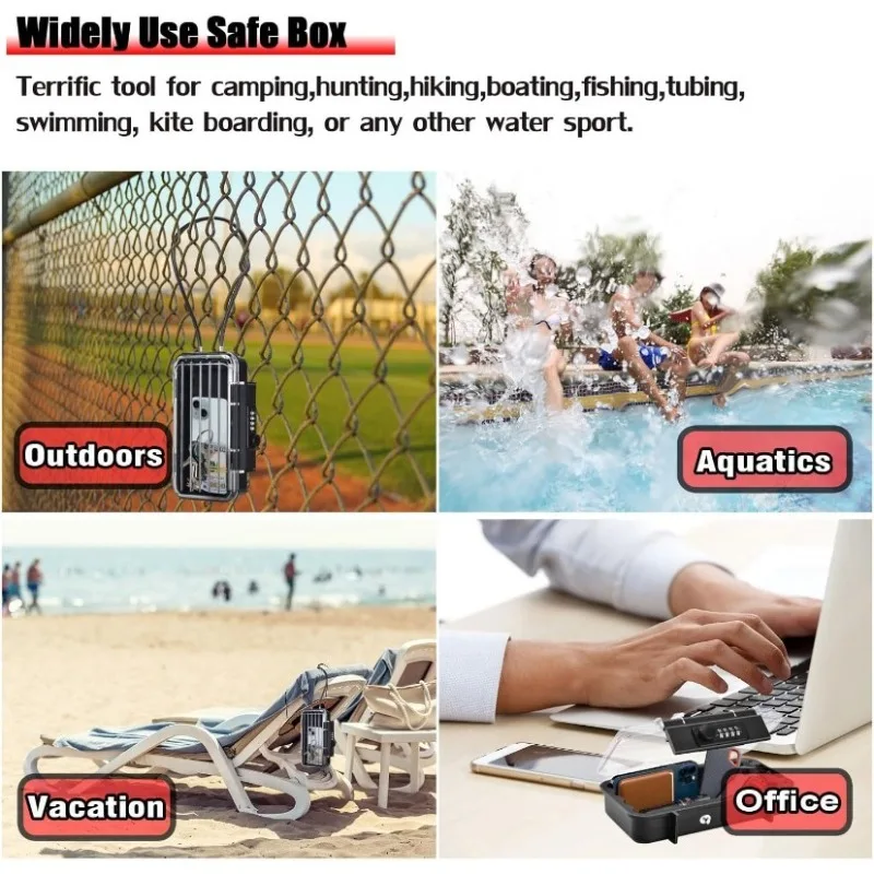 Portable Large Capacity Safe Password Valuables Storage Box Waterproof Key Safe Box with Removable Cable Handle