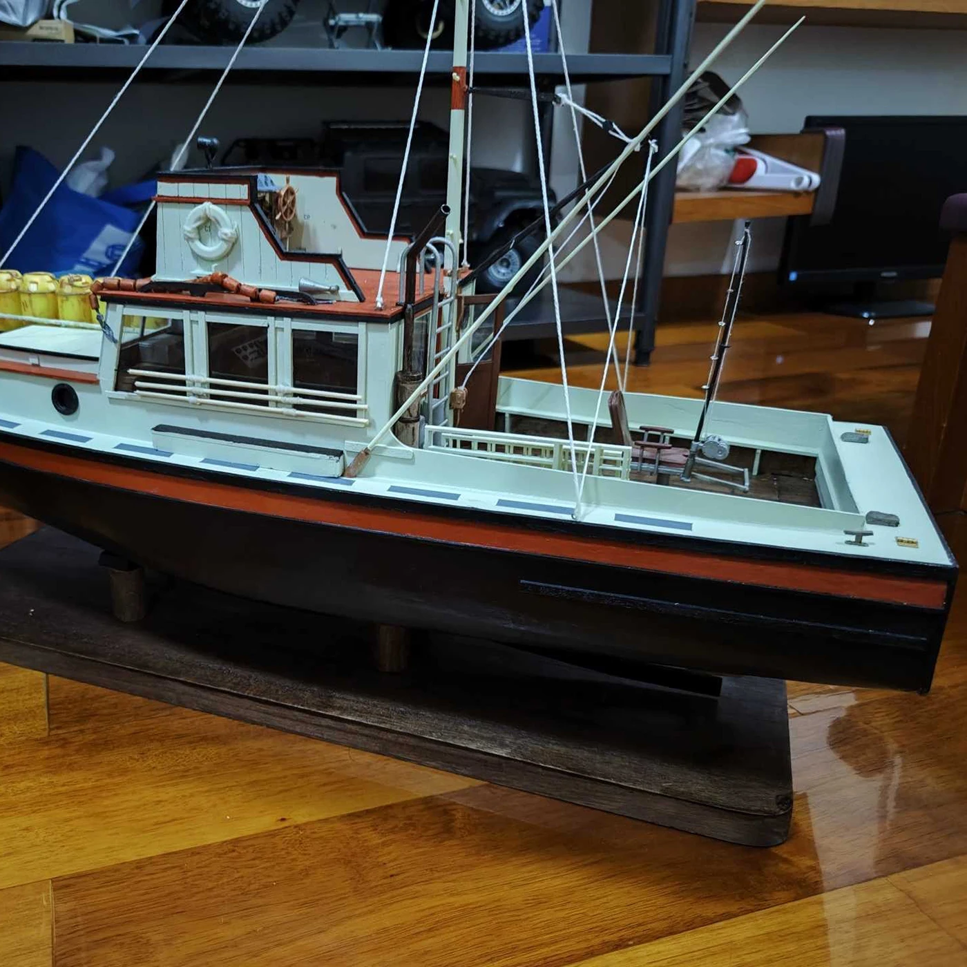 1/12 RC 선박 130cm 목재 구조 시뮬레이션 오르카 원격 조종 낚시 보트 3D 프린팅 디테일 RC 보트 모델 키트 선박 장난감