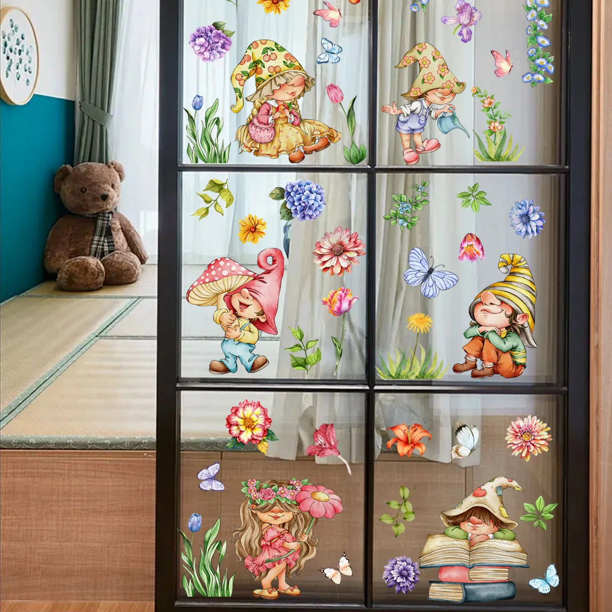 

New dwarf flower electrostatic sticker glass window sticker living room bedroom home decoration electrostatic adsorption
