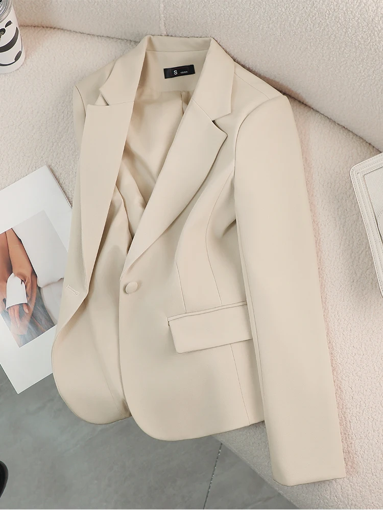 Women Blazer Ladies Red Green Beige Black Solid Female Business Work Wear Slim Formal Jacket Coat For Autumn Winter