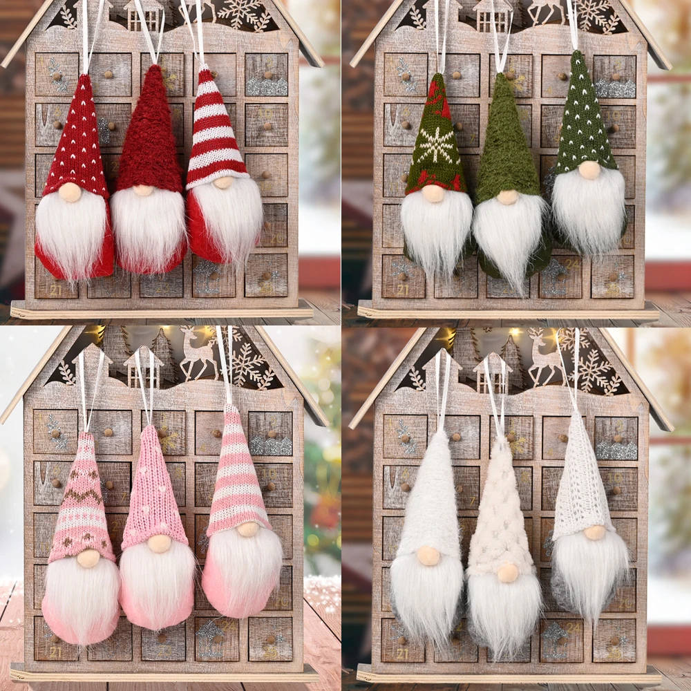 3Pcs/lot Christmas Gnome Elf Doll Pendant Merry Christmas Decorations for Home Xmas Tree Ornament Navidad Natal New Year 2022