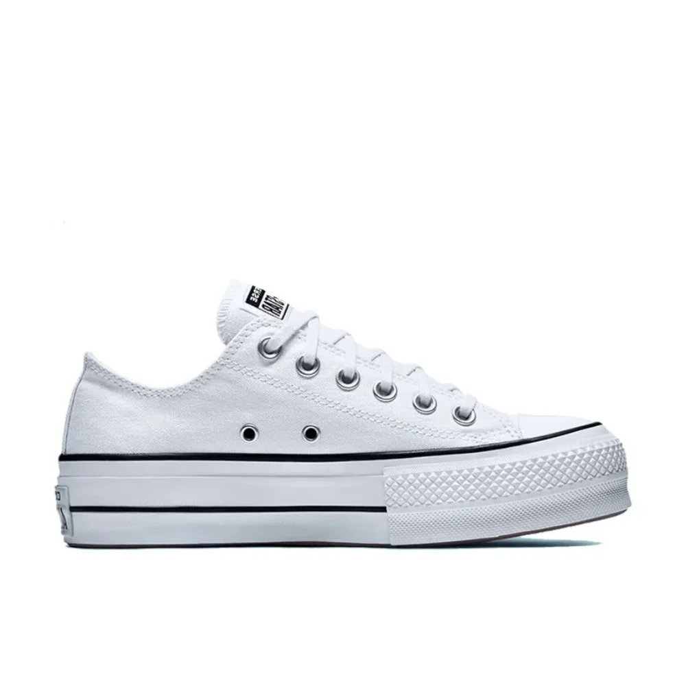 Converse White All Star Lift Women's Low Top Canvas Shoes Lightweight Height Increasing Wearable Casual Shoes