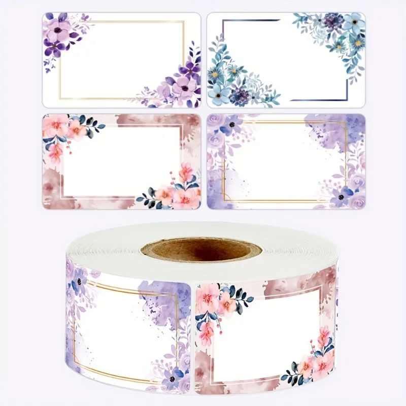 

2rolls/4rolls Flowers Name Labels Kitchen Blank Handwritten Date Stickers Refrigerator Freezer Food Storage