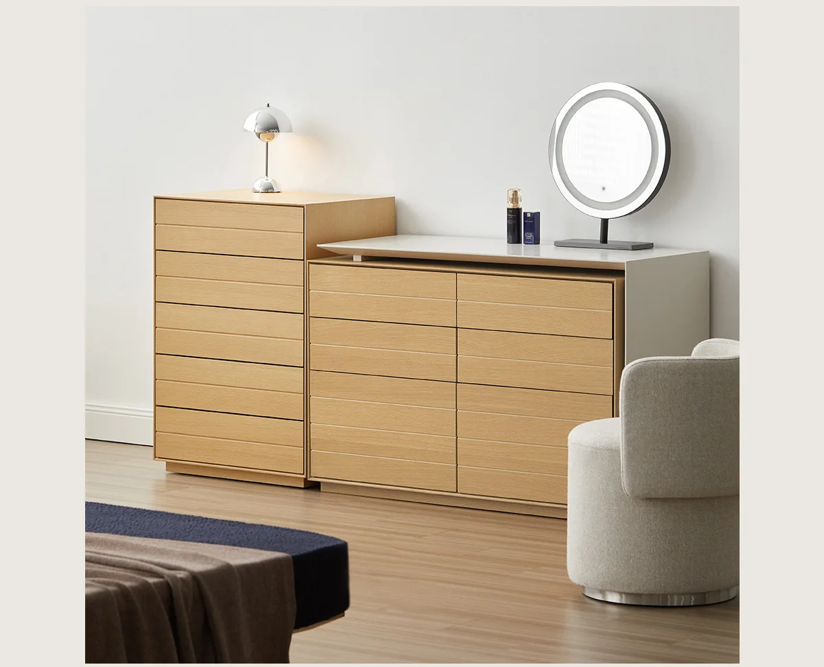 

Solid wood chest of drawers, bedside cabinet against the wall in the bedroom, Japanese log style, living room storage, side cabi