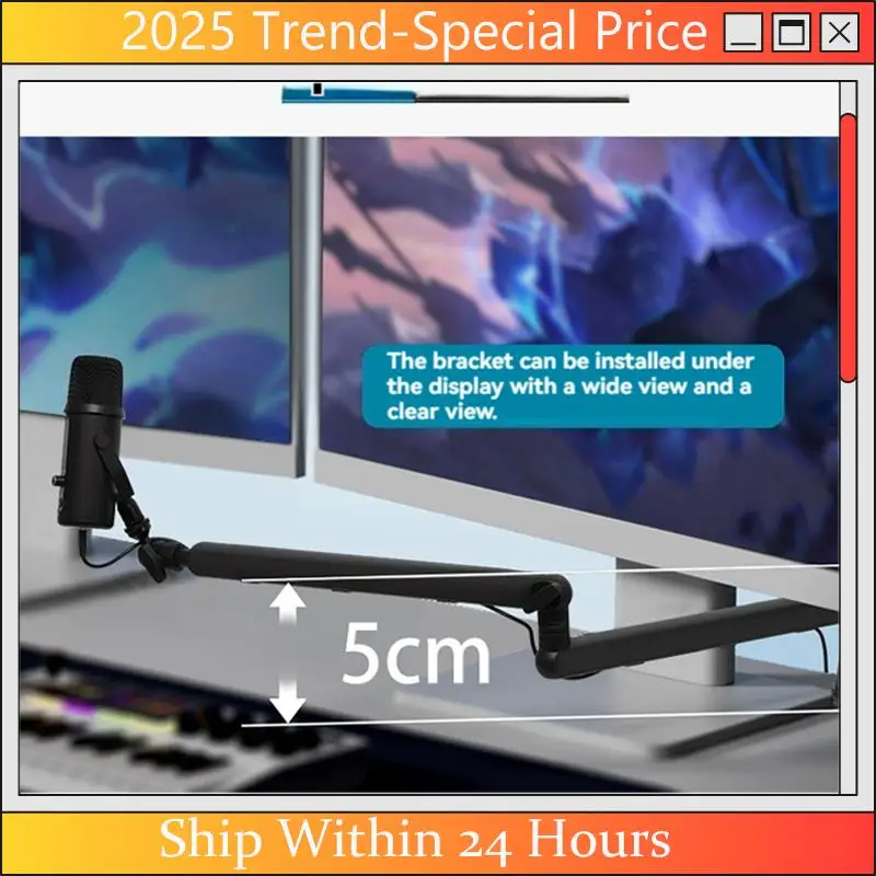CHYY Top Thin Microphone Arm, Microphone Boom Arm Desktop Stand With Microphone Clip,Adjustable Cantilever Stand For Phone Table