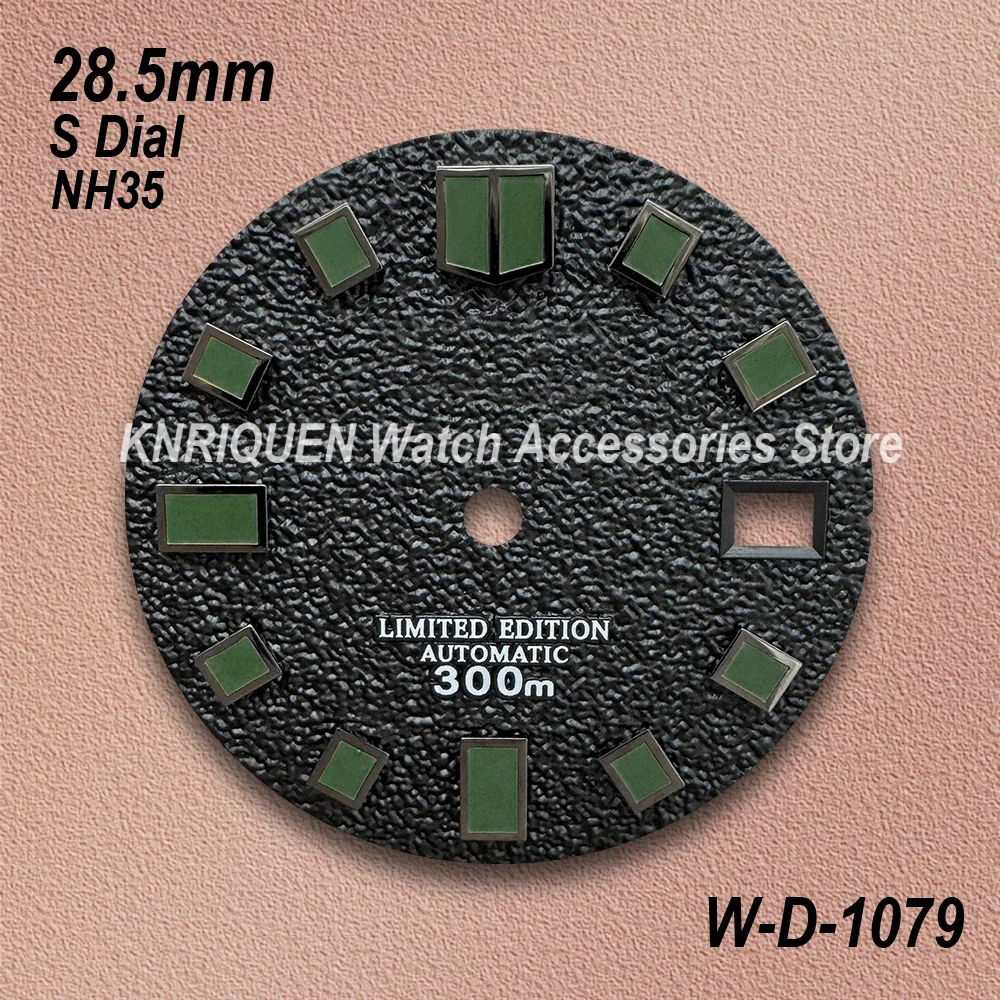 28.5 مللي متر S شعار NH35 الطلب صالح NH35/NH36 حركة الأخضر/لا مضيئة ماتي ساعة عالية الجودة تعديل الملحقات