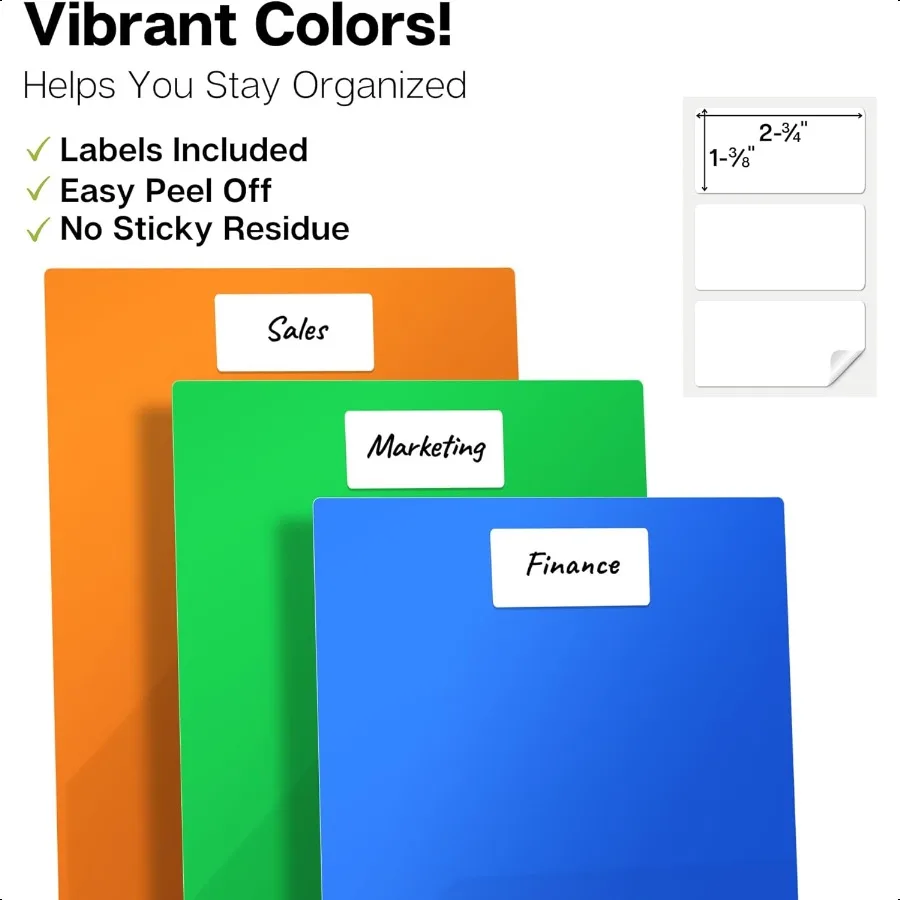 Cartelle in plastica colorata con tasche Confezione da 12 colori assortiti Cartelle da 2 tasche 8,5x11 per la scuola e l'ufficio Lasti resistenti a lunga durata