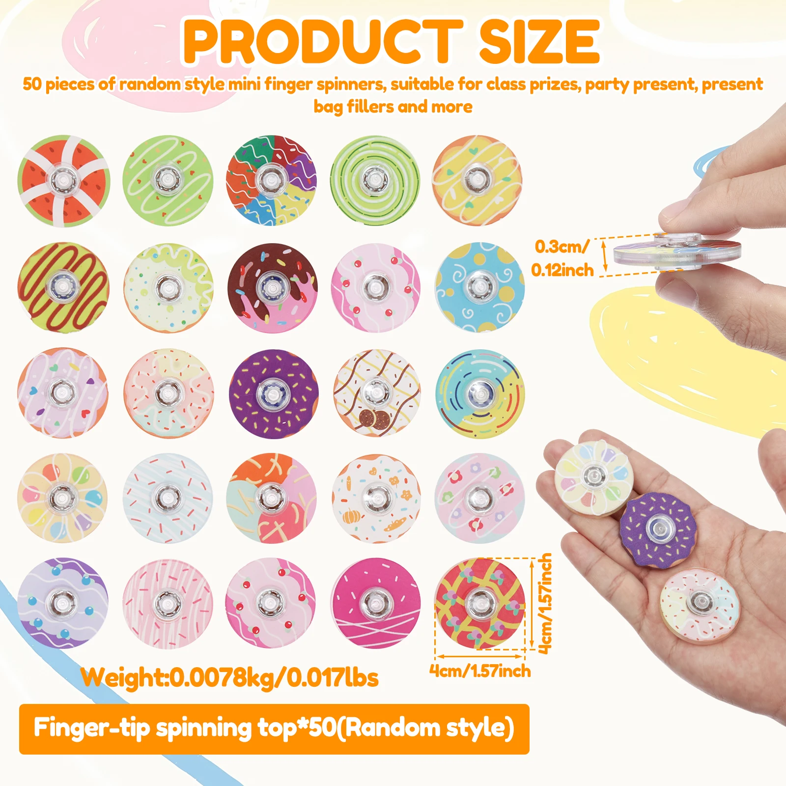 50Pcs Mini Spinner Toy Fidget Spinner Pops Finger Toys Push Bubble Hand Spinner For ADHD Anxiety Stress Relief Sensory Gifs