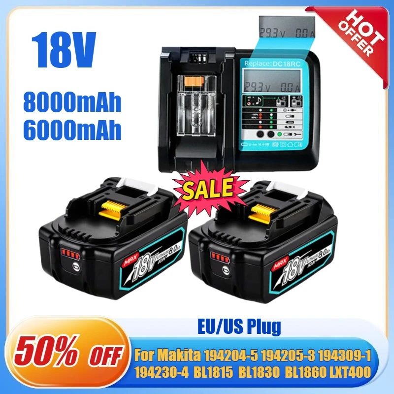 

8000mAh/6000mAh 18V for Makita Lithium Ion Replacement for Makita BL1860 BL1830 BL1815 Rechargeable Electric Power Tools Battery