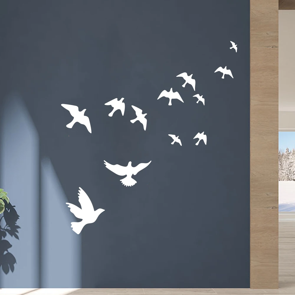 12Pcs Flying Bird Sky Wall Sticker Decal Jungle Animal Bathroom Kitchen Bedroom Living Room Home Decor