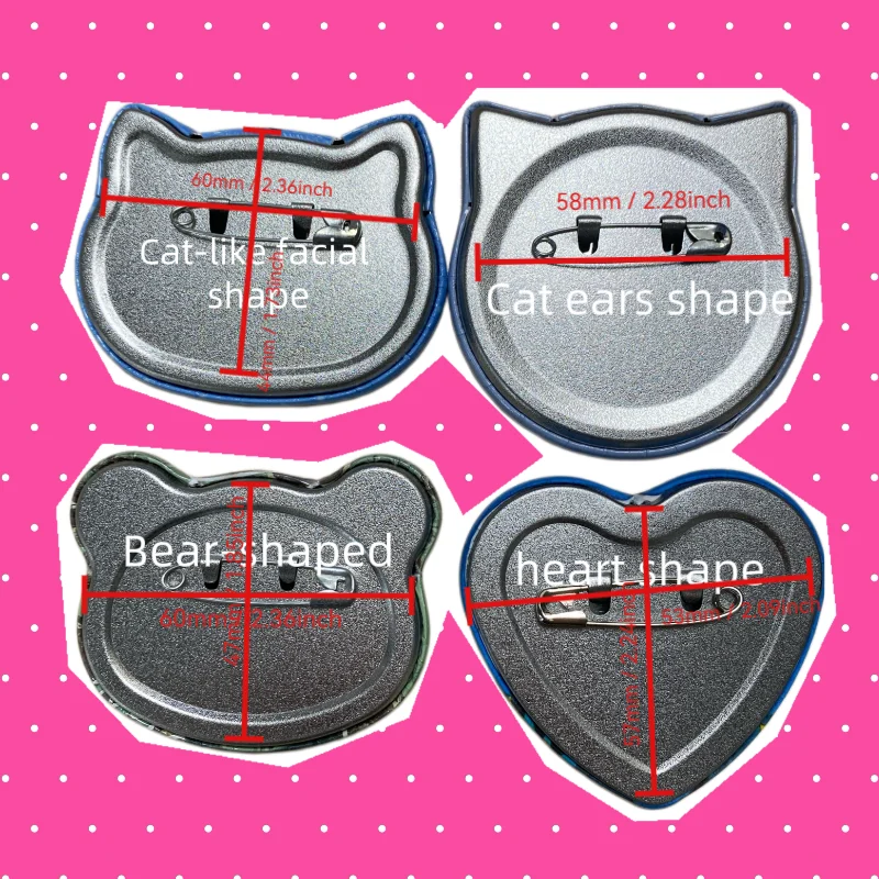 Custom Pins Custom Badges Tinplate Customization Based Your Design Cat Face Cat's Ears Bear Ear Heart Shape DIY Accessory Gift