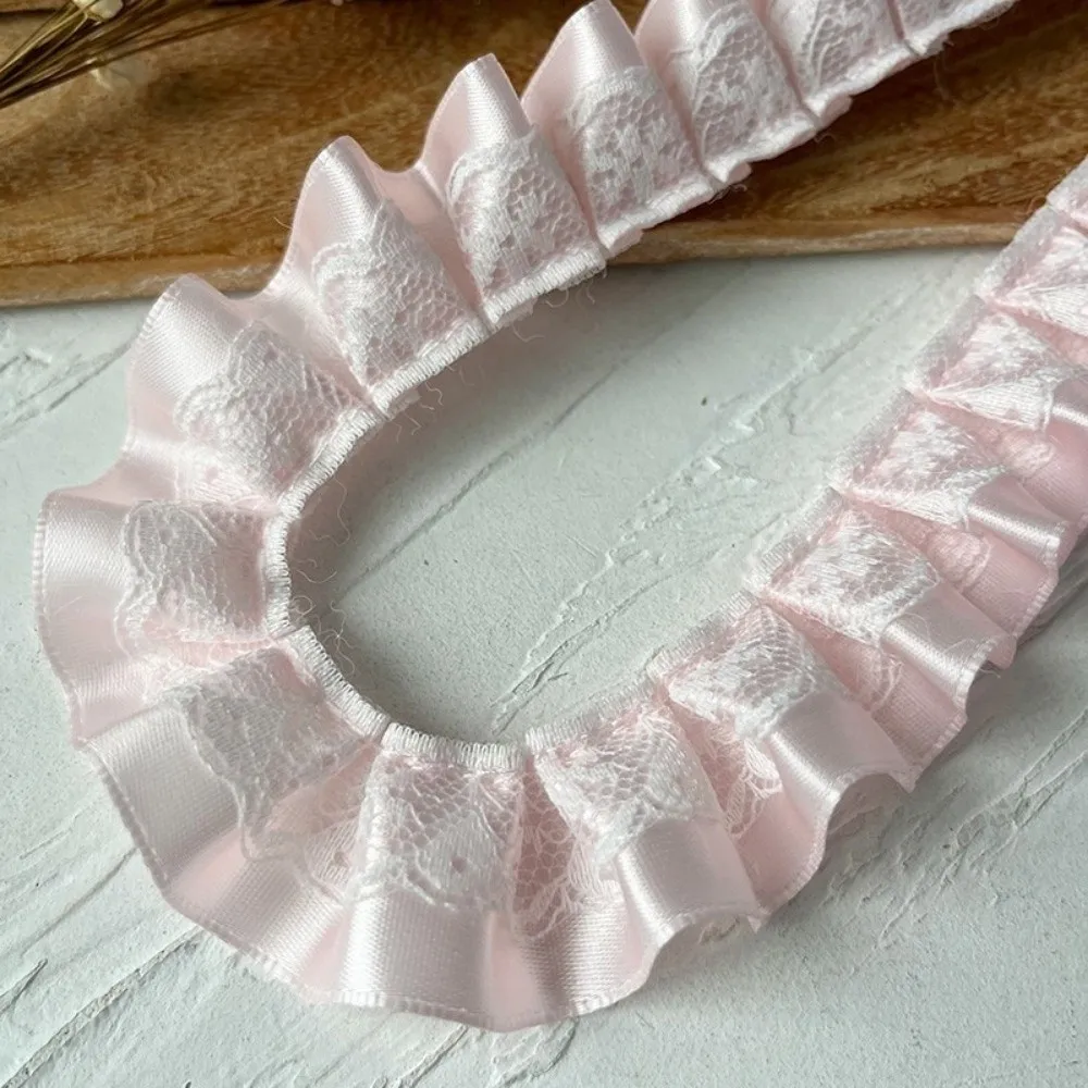 3meters Lace Ribbons Trim Handmade High-Grade Ruffled Farbic Trim Garment Dress Hem Pleated Sewing Material Notebook Decoration