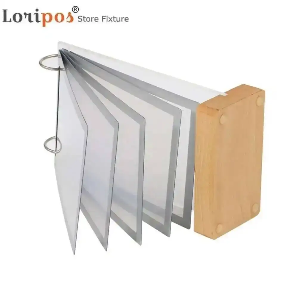1PC 6 Pages Album Wooden Base Desk Label Sign Frame A5 Sleeve Photo Picture Poster Menu Stand Holder For Advertising Promotion