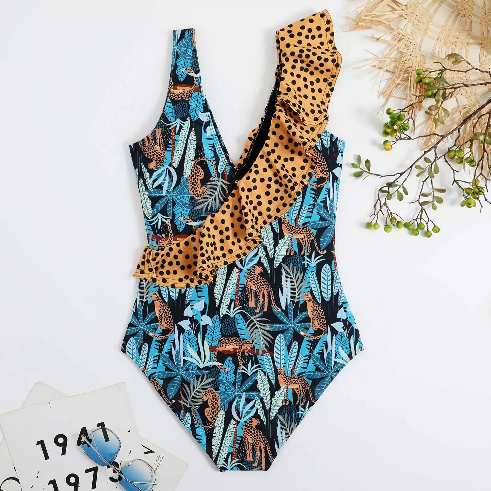 2024 New Print One Piece Swimsuit For Women Swimwear with Skirt Bathing Suit Monokini Beach Bodysuit Beach Wear