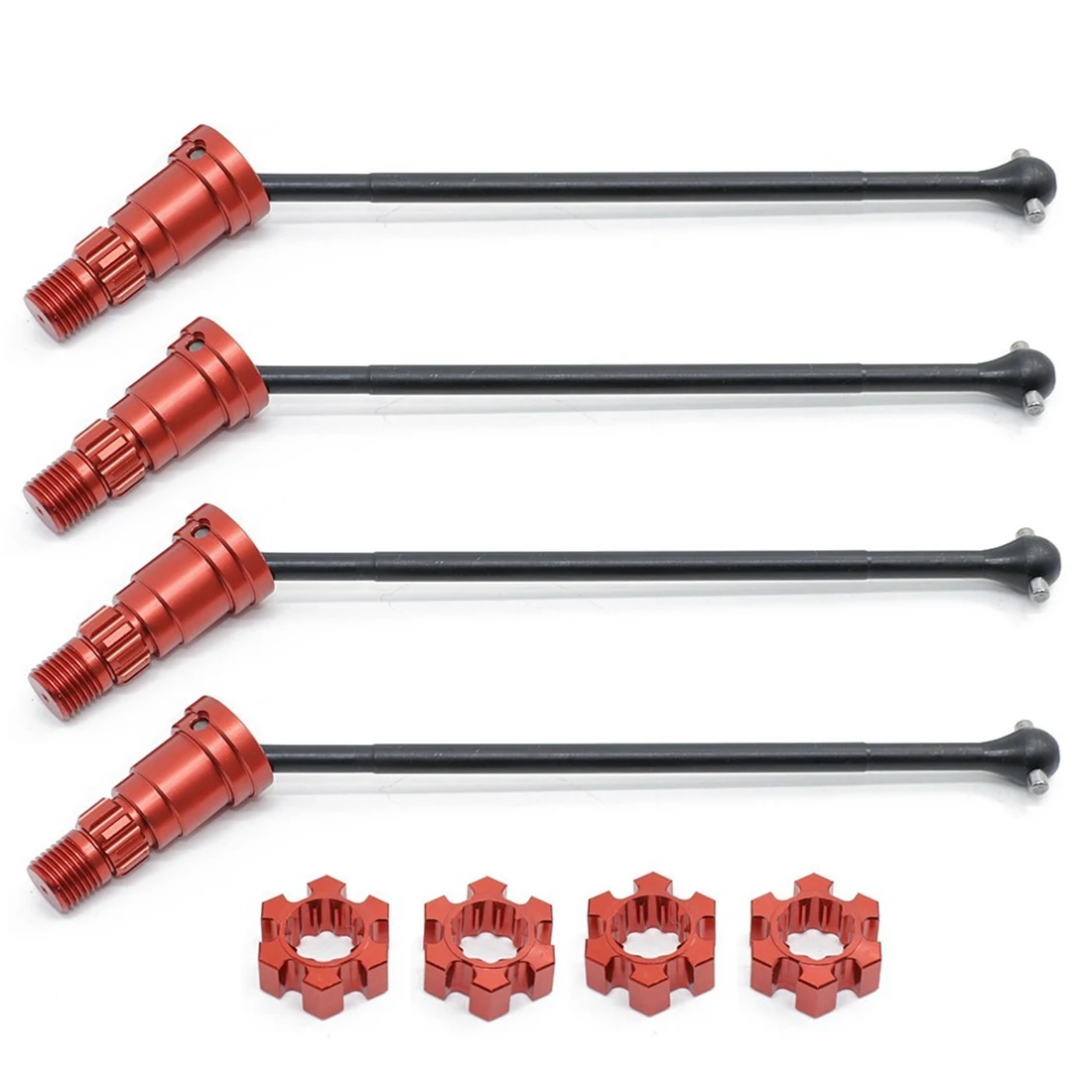 4Pcs Metal Front and Rear Drive Shaft CVD for Traxxas X-Maxx XMAXX 6S 8S 1/5 Monster Truck RC Car Upgrades Parts,Red