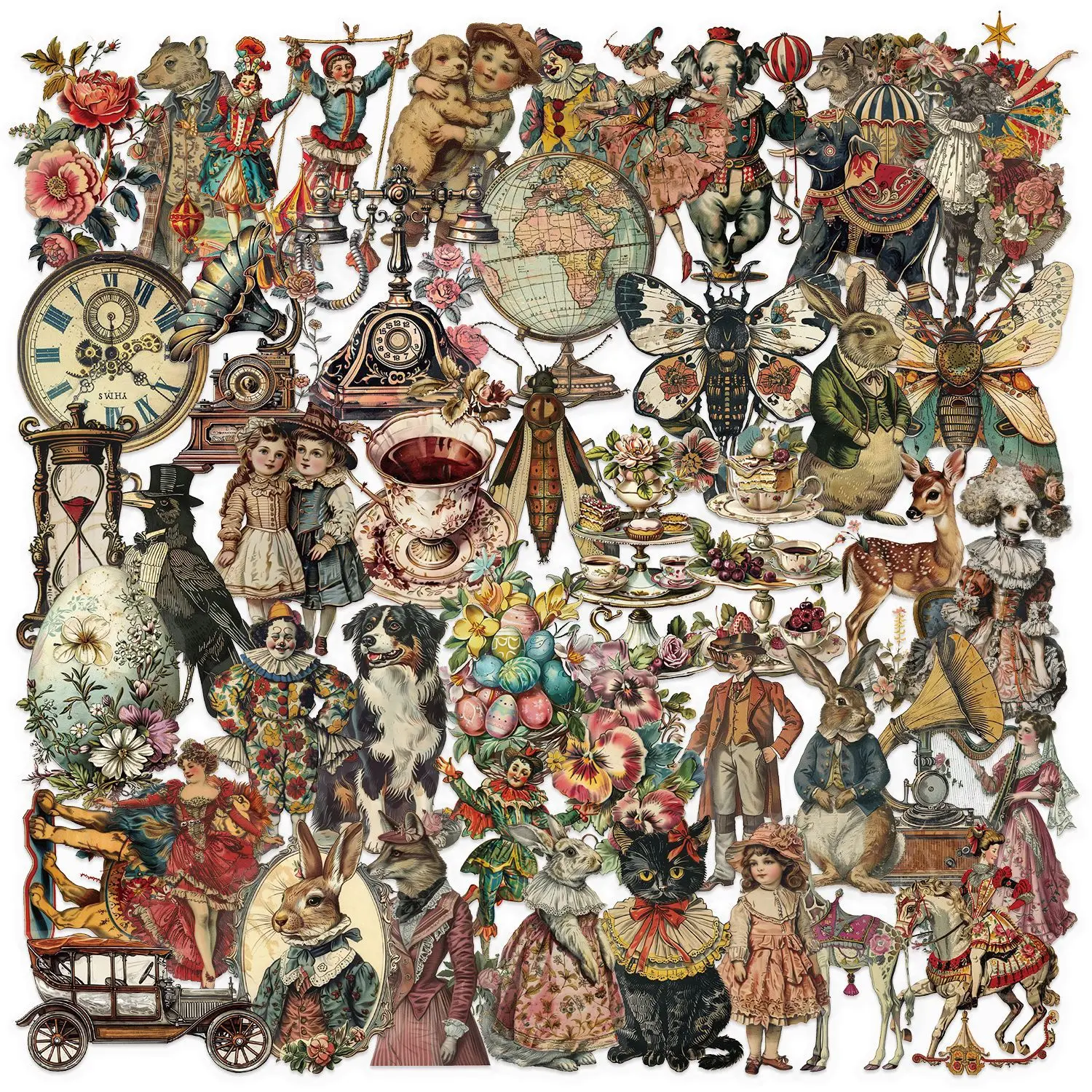 50PCS Victorian Era Stickers Graffiti Stickers DIY Diary Phone Case Handmade Scrapbook Aesthetic Stickers