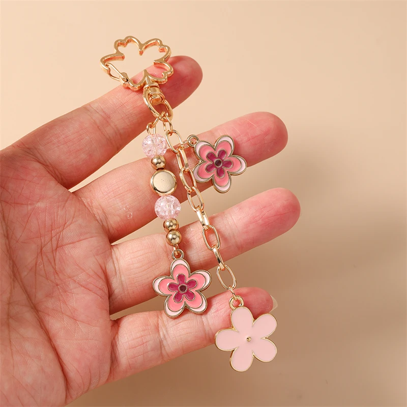 Modischer Bunter Blumen-Schlüsselanhänger für Autoschlüssel, Souvenir-Geschenke für Frauen und Männer, Handtaschen-Anhänger, Schlüsselringe, DIY-Schmuckzubehör – Detail 16