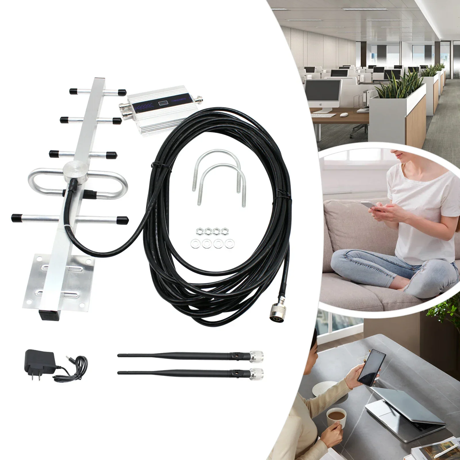 2G 3G 4G Mobile Cell Phone Signal Booster Amplifier Repeater GSM 900MHz Yagi kit Wall-mounted, Bracket Fixing