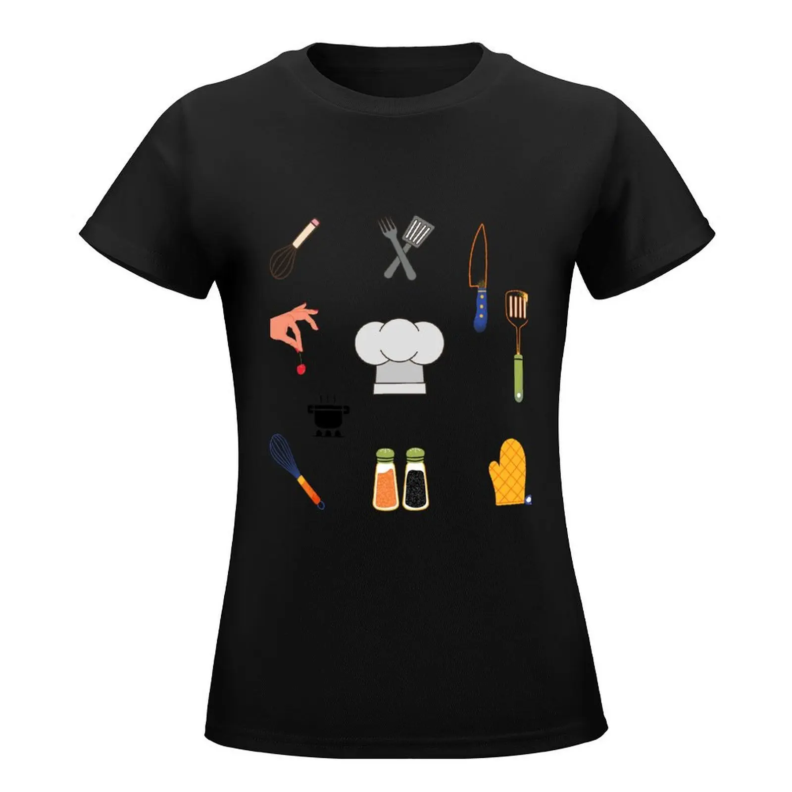 Chef sticker pack kitchen T-Shirt anime clothes Female clothing summer top t-shirt dress for Women sexy