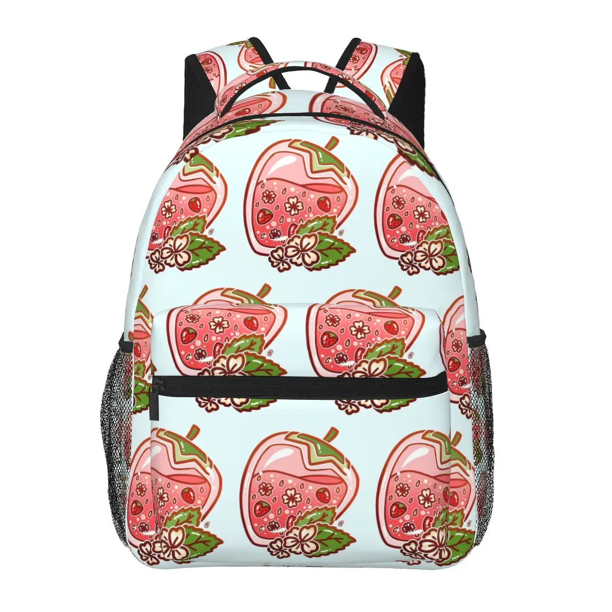 

Glass Strawberry Student Backpack School Bag Hiking Travel Daypack for Boys Girls Fashion Bookbag Shoulder Bags