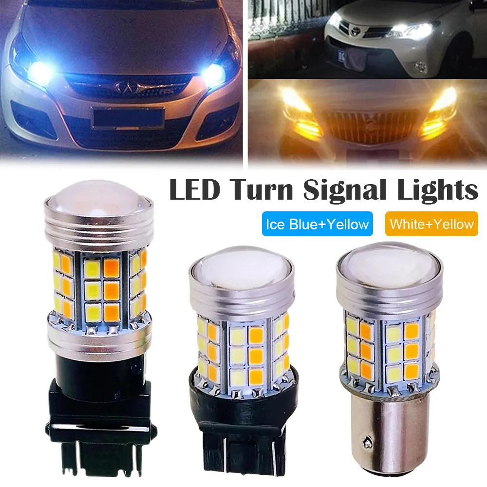 

High Bright Dual Color Automotive LED Lights Car Position Turn Signal Lamps 2835 45SMD DRL Reverse Brake Bulb 1157 7443 3157