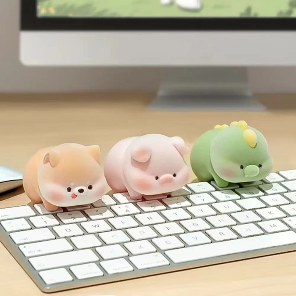 Cartoon Computer Monitor Decoration Panda Dog Computer Display Screen Animal Model Desk Ornament Elephant Center Creative Doll