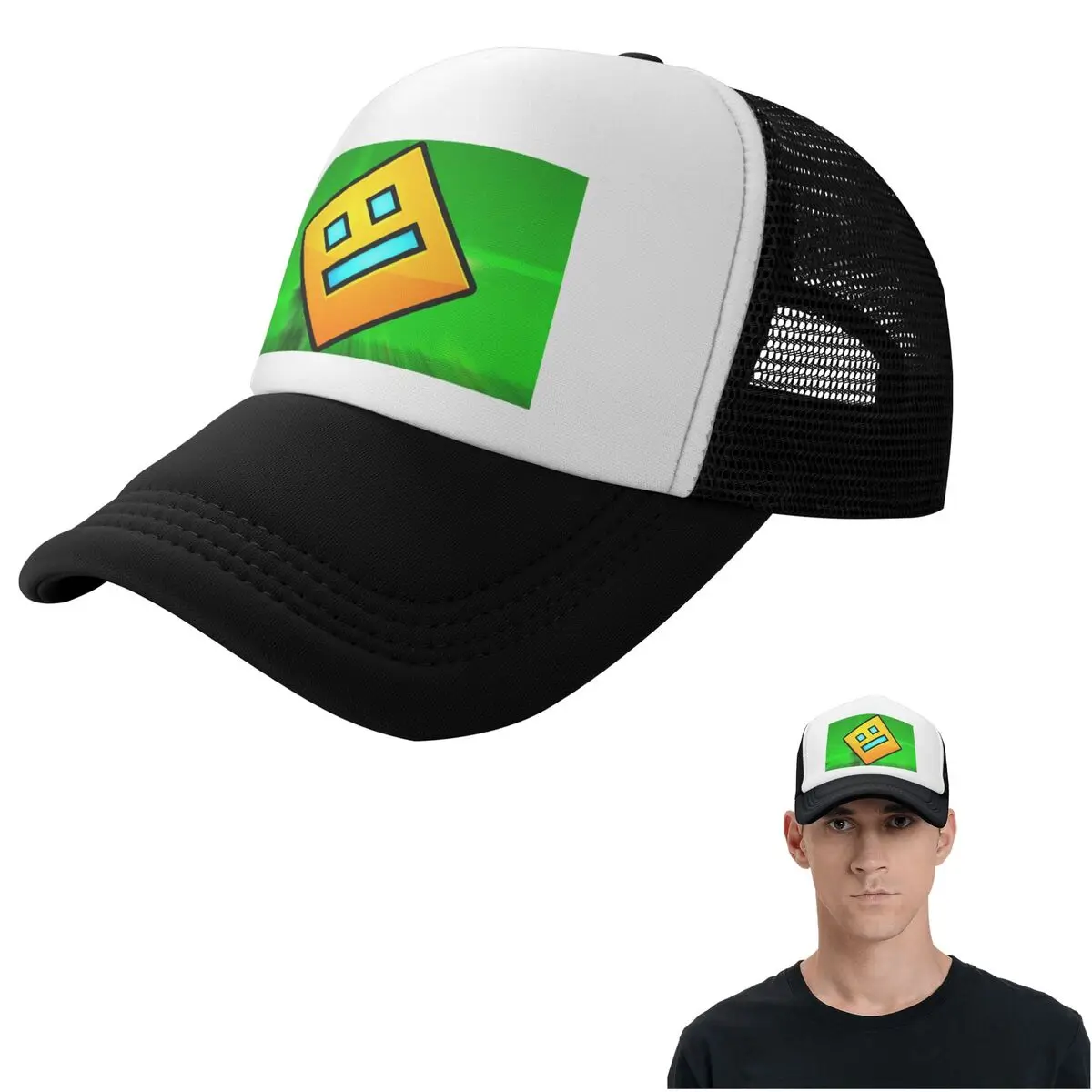 Video Game Geometry Dash (1) Cap Fashion Mesh Baseball Caps Adjustable Hat Hip Hop Summer Unisex Baseball Hats