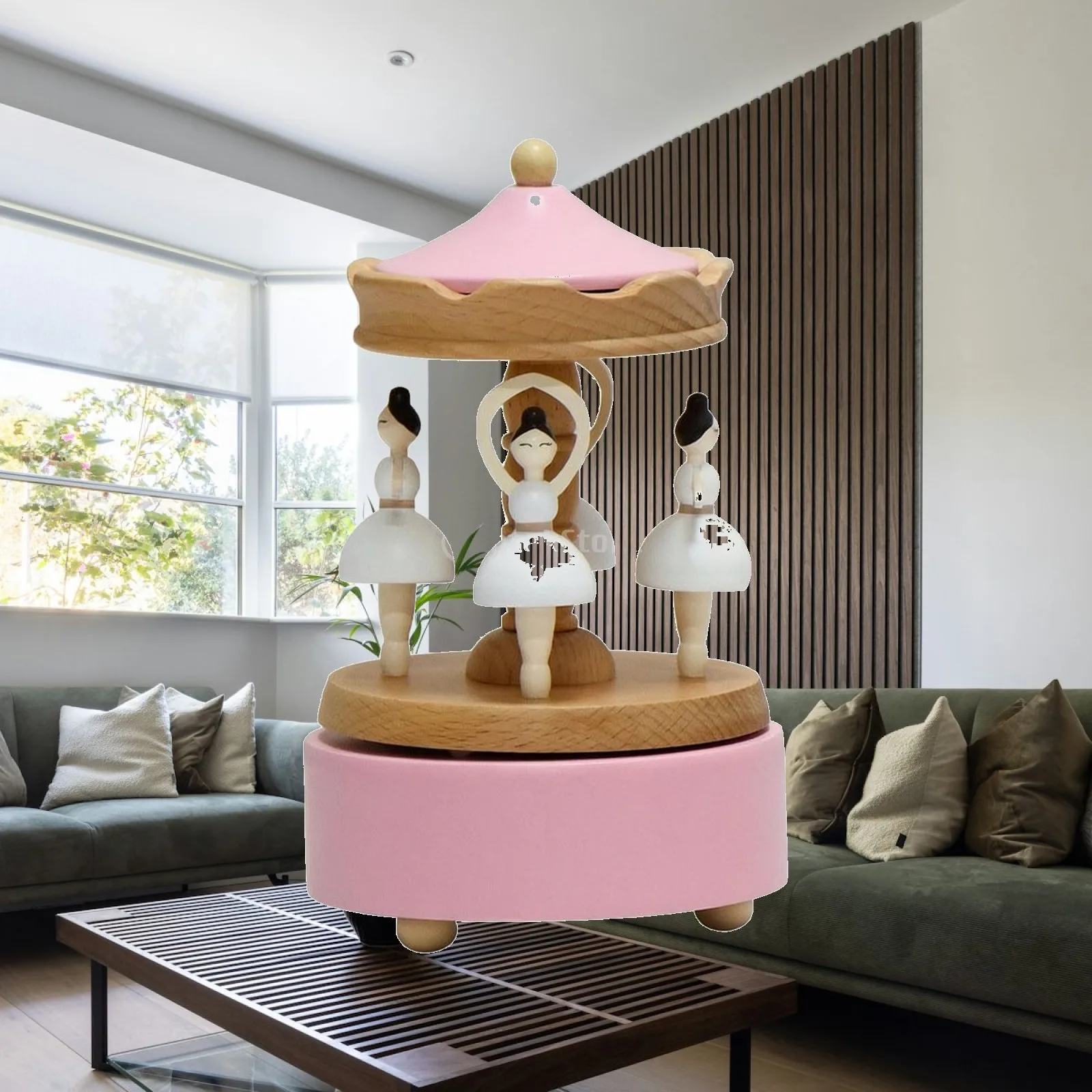 Beech Wood Melody Box with Rotating Ballet Figures Mini for Children, Classmates