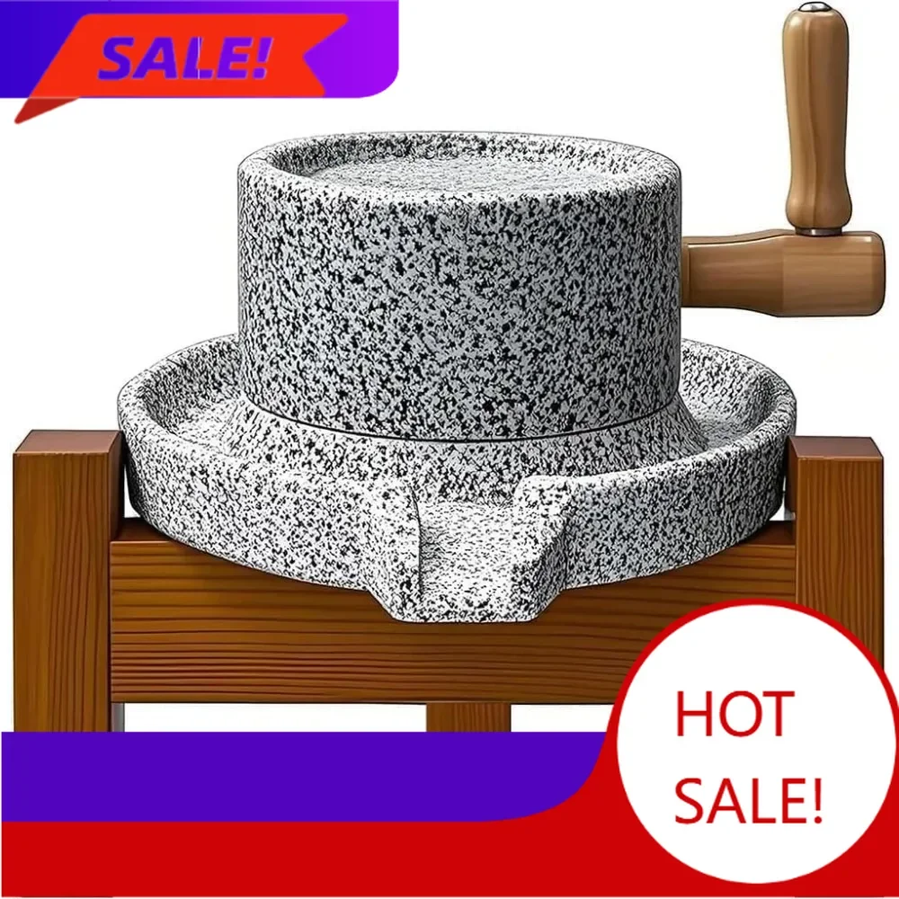 

BestsellerBestsellerstone grain mill grinder for home - handmade countertop wheat & flour disk grinder with wooden stand for bre