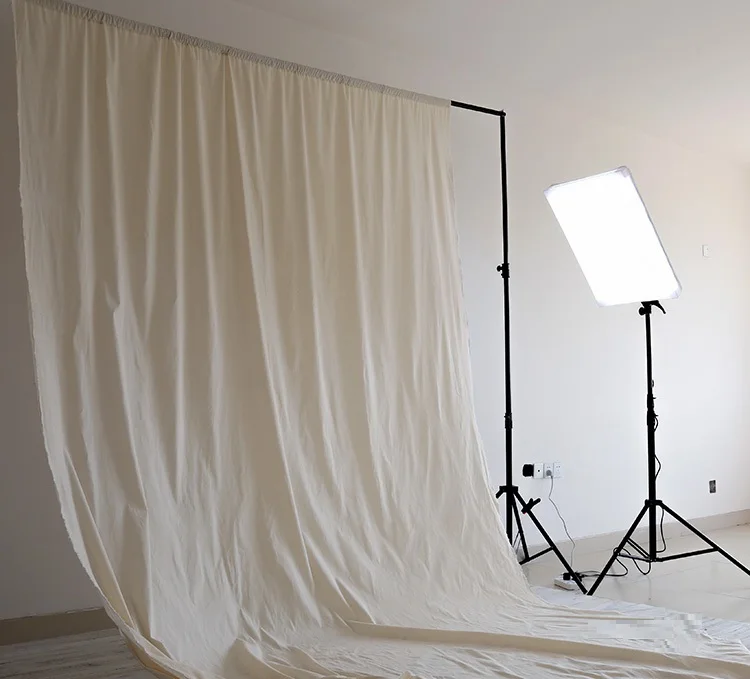 Natural Solid Beige Color Cotton Photography Background Backdrop Screen Cloth for Photo Studio Video 2.45m Wide Deco Fabric