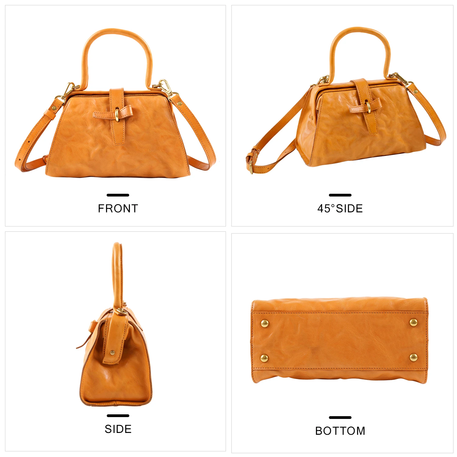 ANGENGRUI•Luxury Genuine Leather Women\'s Bag Handmade Vegetable Tanned Leather Small Tote Bag Exquisite Fashion Shoulder Bag