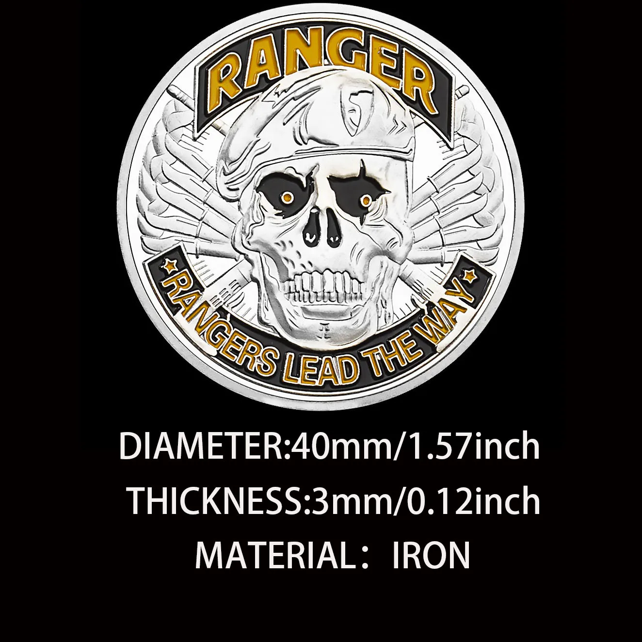 United States Army Ranger Souvenir Silvery Plated Coin Rangers Lead The WayVeteran Collectible Commemorative Coin Challenge Coin view 3