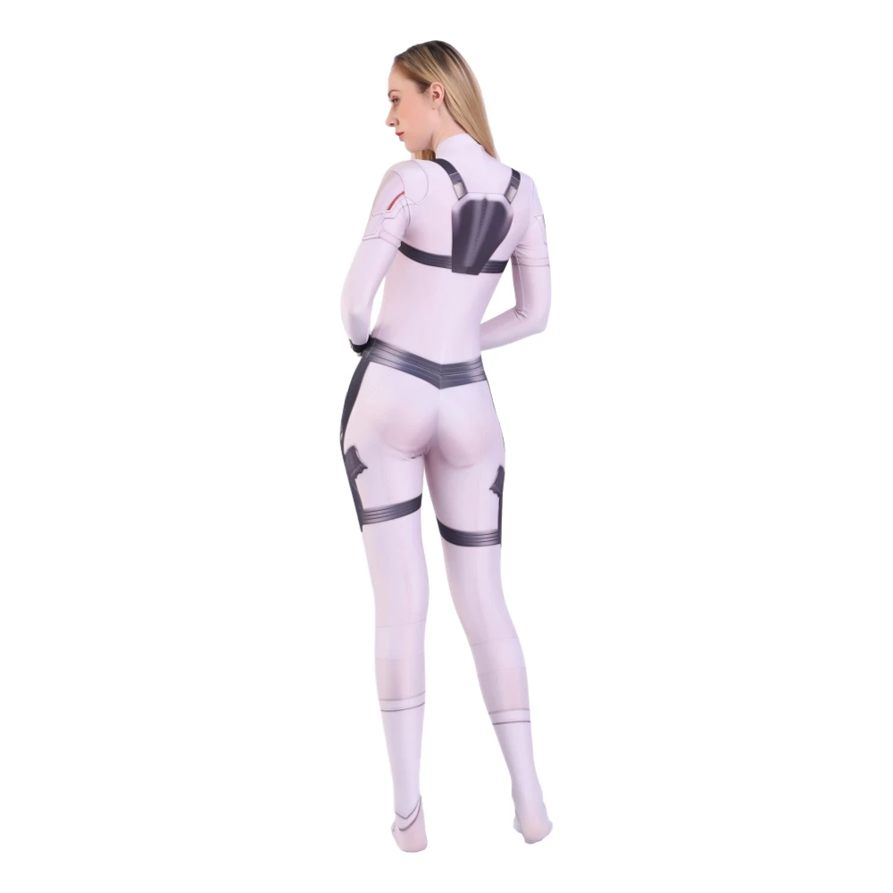 Disfraz de viuda blanca y negra para mujer, traje de chica Geek, Mono Blanco Sexy Zentai para adultos