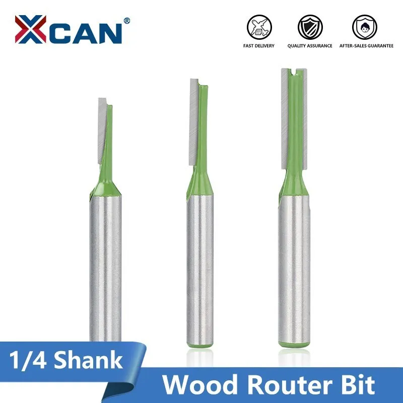 XCAN Wood Router Bit 1/4 Shank Straight Bit Milling Cutter Single Double Flute Wood Cutters Carbide Router Bit Woodworking Tool