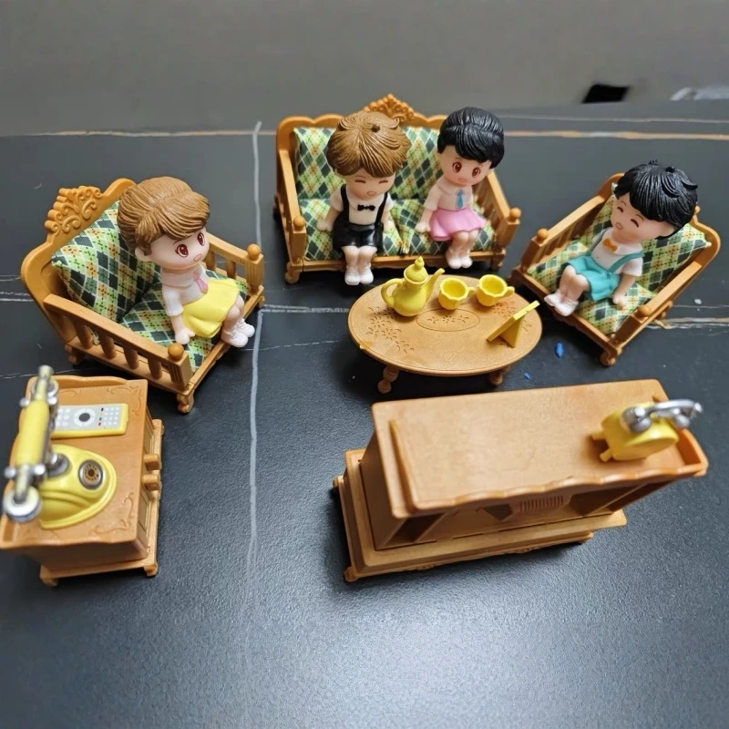 

Mini Simulation Dollhouse Miniature Scene Living Room Sofa Tv Cabinet Furniture Model Scene Kit Decoration Handmade Decoration