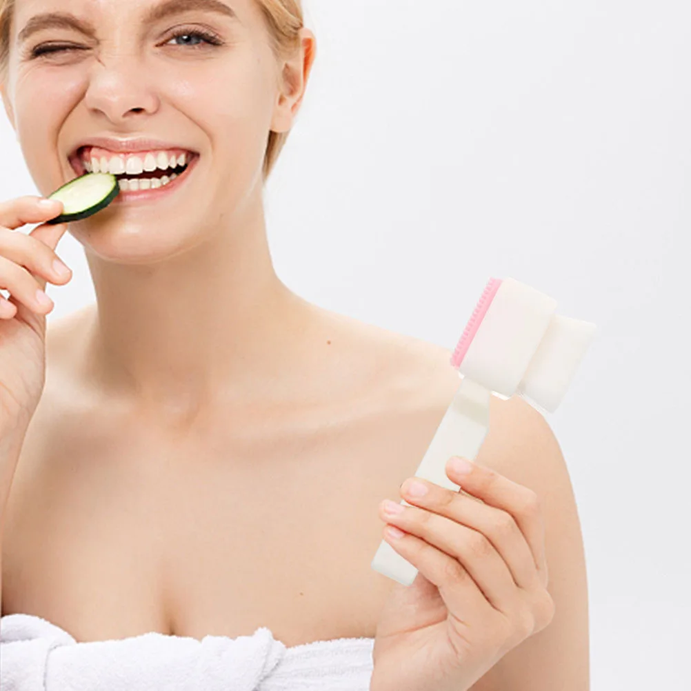 2Pcs Double Sided Silicone Face Brush Soft Facial Cleanser Tool for Daily Use Deep Pore Cleansing and Face Exfoliating