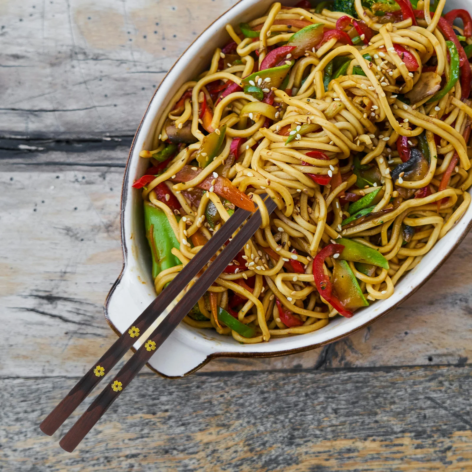 

Sakura Chopsticks Japanese Style Tapered Natural Wood Non-Slip Reusable Dishwasher Safe Cooking Chopsticks Set For Adults