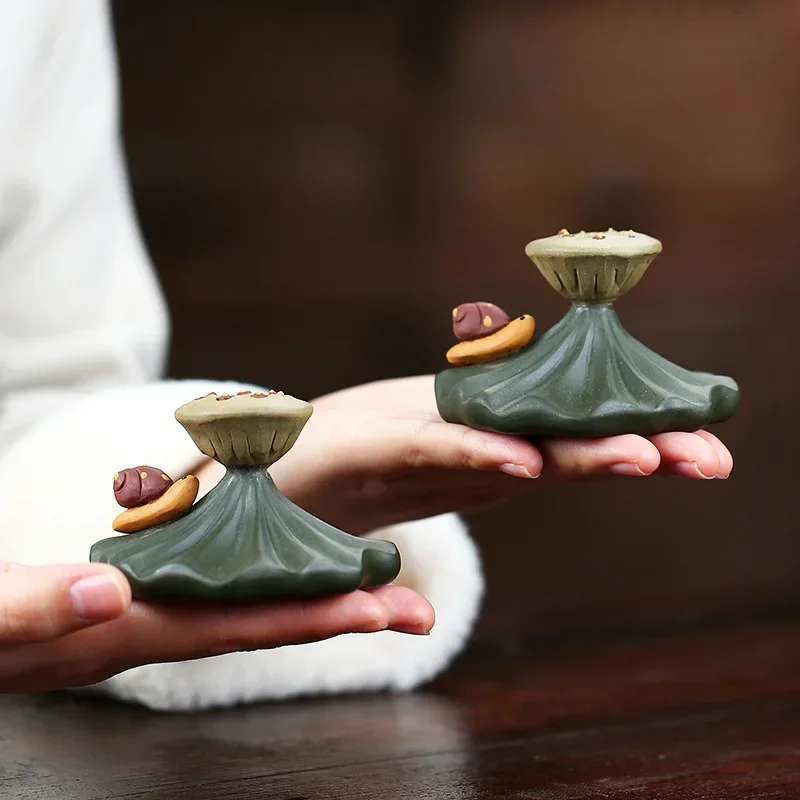 

1Pcs Creative Purple Clay Tea Pet Ornaments Teapot Lid Holder Household Tea Tray Decorations Tradition Tea Set Handmade Crafts